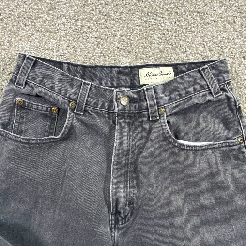 Vintage Eddie Bauer Black Denim Jeans Faded Relaxed Fit Size 30X29 USA Made - Picture 2 of 9